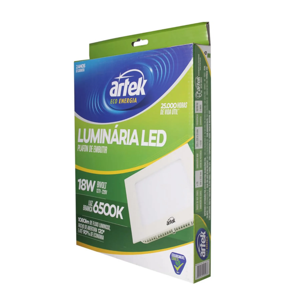 PLAFON LED EMBUTIR QUADRADO 18W 127W-220V 6500K (729)