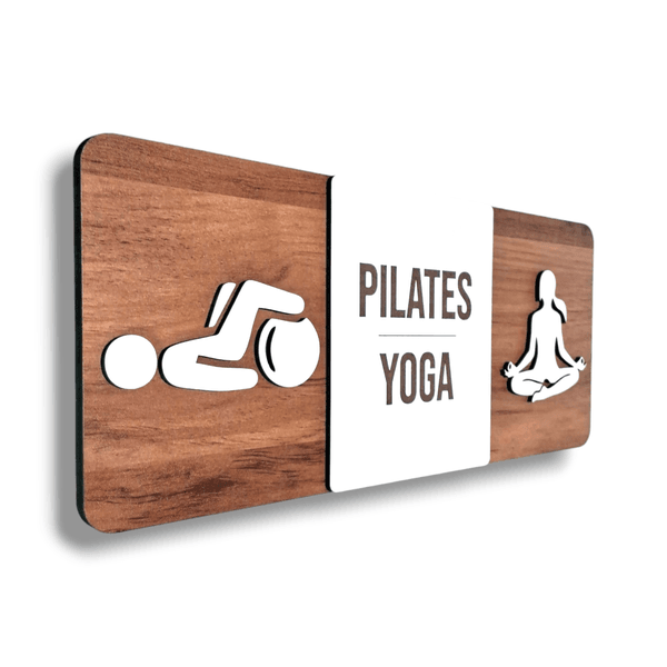 Placa De Sinalização | 3 em 1 - Pilates x Yoga