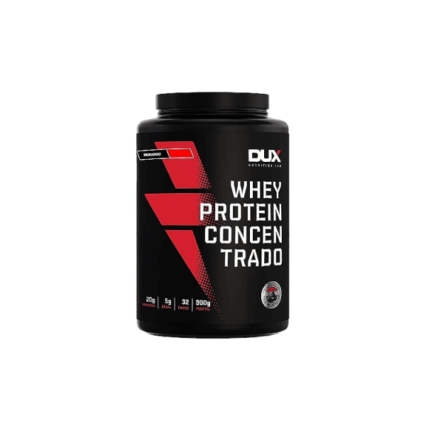 Whey Protein Concentrado Pote 900g Sabor Morango Dux Nutrition