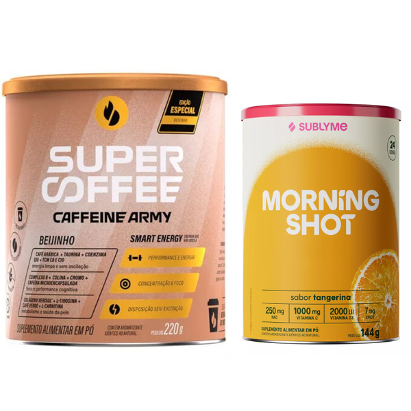 Super Coffee Beijinho 220g + Morning Shot Tangerina 144g + Xicara Brinde