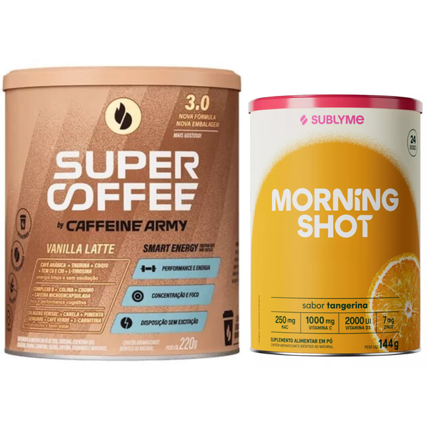 Super Coffee Vanilla Latte 220g + Morning Shot Tangerina 144g + Xicara De Brinde
