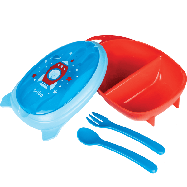 KIT REFEIÇÃO C/TALHERES FOGUETE AZUL