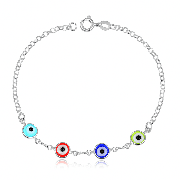 Pulseira Olho Grego Colorido Prata 925