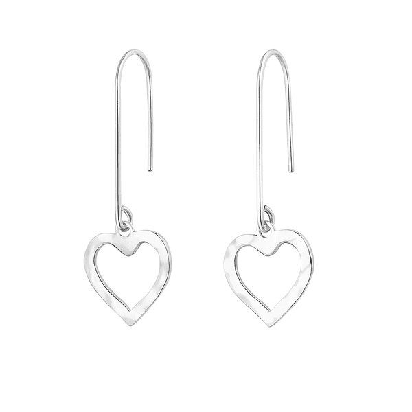Brinco Coração Gancho Prata 925 