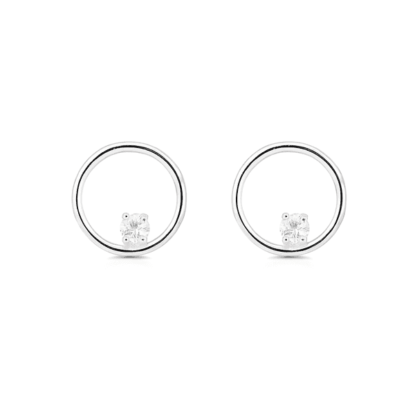 Brinco Redondo Com Zirconia Prata 925 