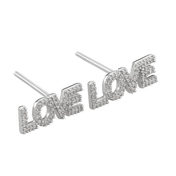 Brinco Love Cravejado Prata 925