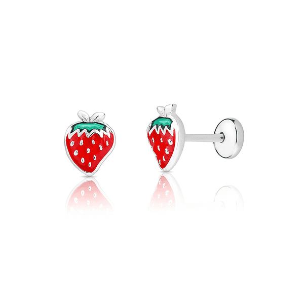 Brinco BabyPress Morango Prata 925 