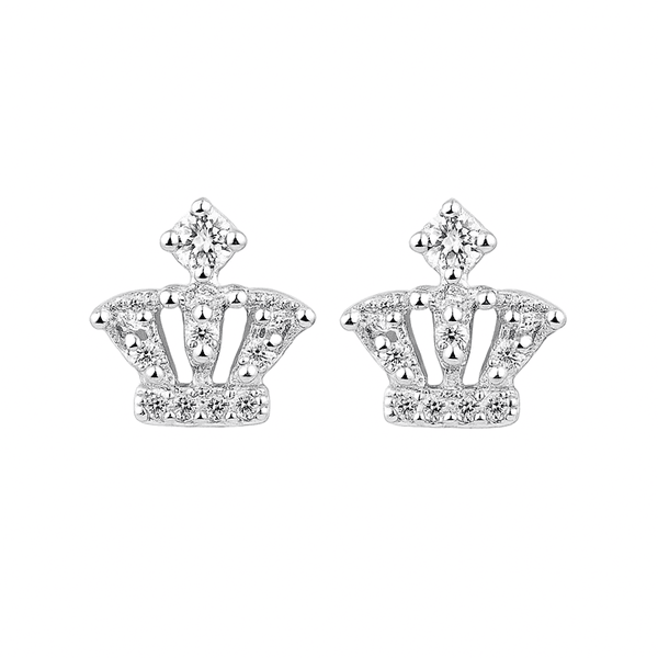 Brinco Coroa Cristal Prata 925