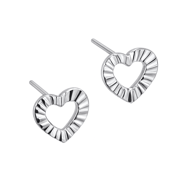Brinco Coração Risc Vazado Prata 925 