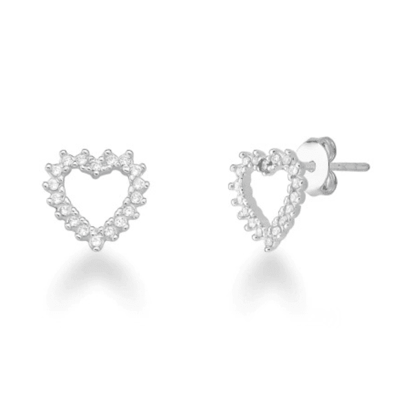Brinco Coração Cravejado Prata 925