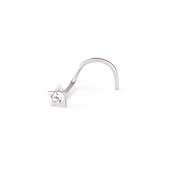 Piercing Nariz Nostril Estrela Cristal Prata 925