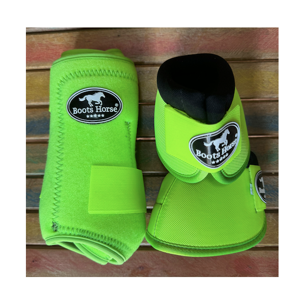 Kit Cloche e Caneleira Boots Horse Verde Limão