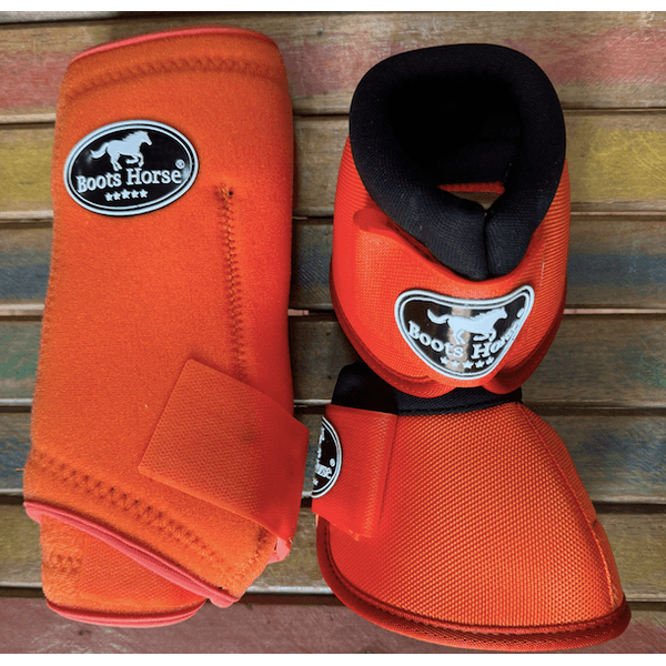 Kit Cloche e Caneleira Boots Horse Laranja