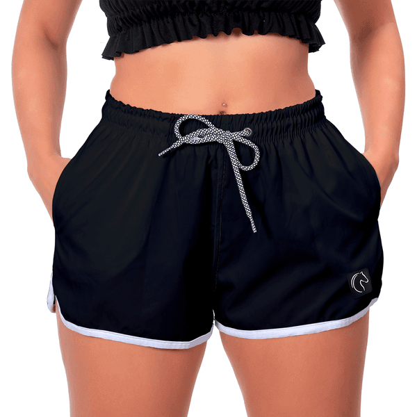 Short Feminino Preto Moda Praia ou Academia W2 Premium