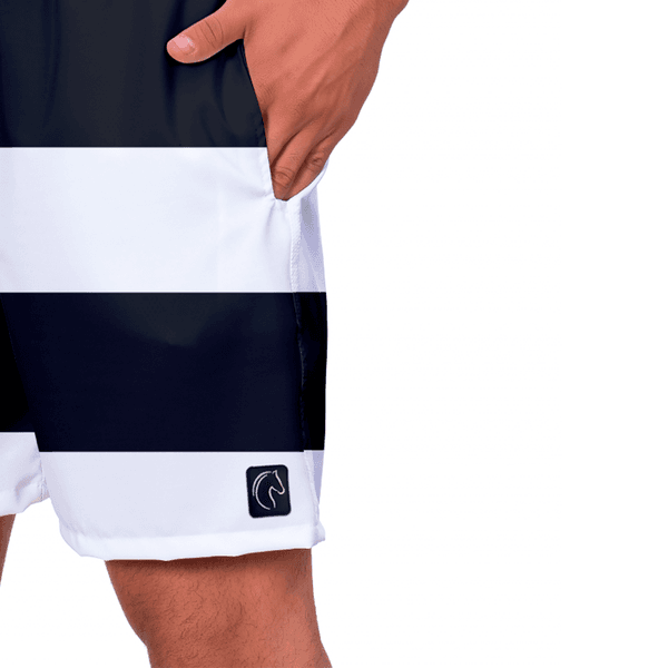 Kit Short Casal Masculino Feminino Listrado Branco e Preto | W2 STORE