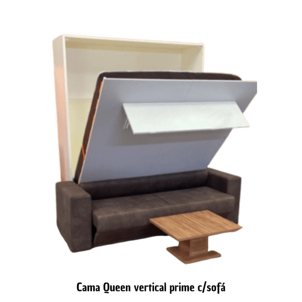 Cama queen vertical retrátil linha prime com sofá 