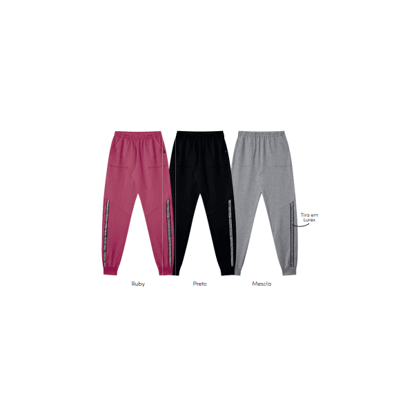 Calça de Moletom detalhada Soletex mescla feminina juvenil 10-16