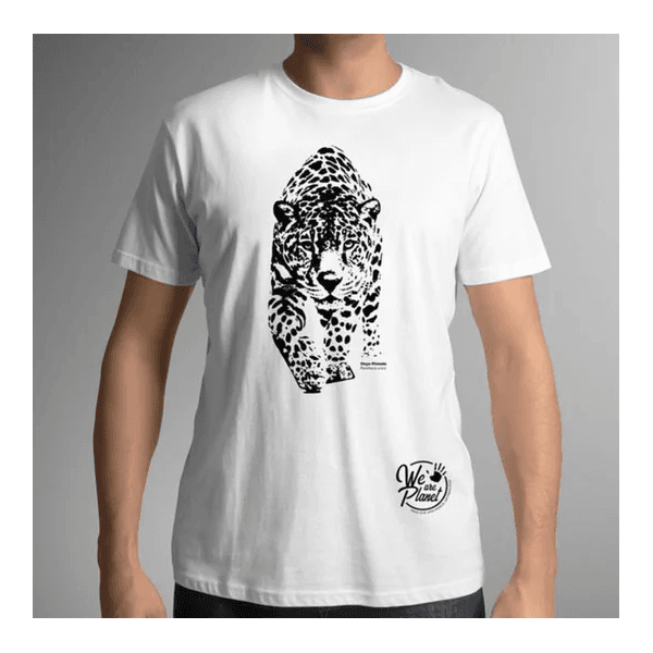 Camiseta Masculina Branca Onça Pintada 