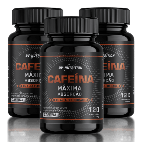 Cafeína Máxima Absorção Pré-Treino - BV Nutrition - 120 Comprimidos 1000mg - 3x