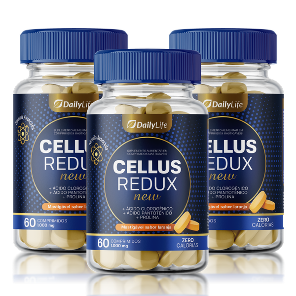 Cellus Redux - Suplemento Para Celulites Varizes e Estrias - 60 Compr Mastigáveis de 1000mg - 3x