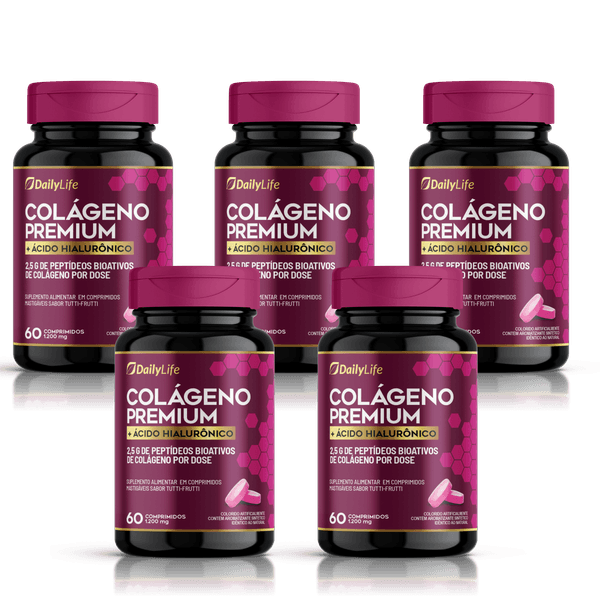Colágeno Premium - Daily Life - 60 Comprimidos Mastigáveis de 1200mg - 5x 