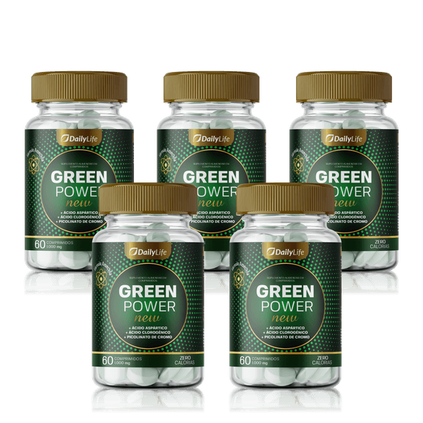 Green Power - Suplemento Emagrecedor Diurético Queima Gordura Com Picolinato de Cromo Inibidor de Apetite - 60 Comprimidos" - 5x 