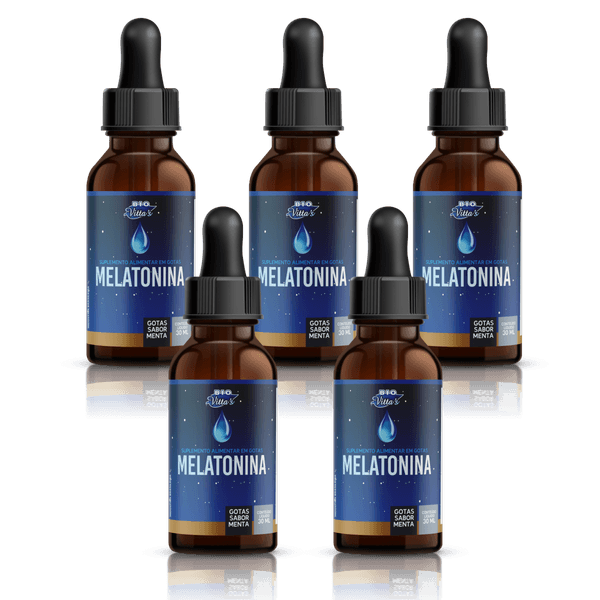 Melatonina Em Gotas Sabor Menta 30 ml - Bio Vitta's - 5x 