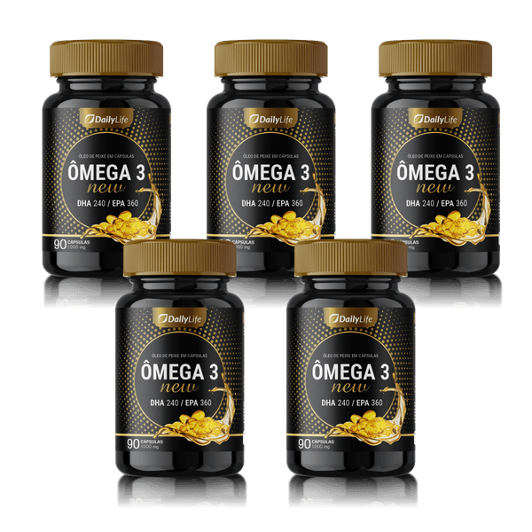 Ômega 3 - Suplemento Óleo de Peixe - Dha 240/Epa 360 - 90 Cápsulas - 5x 