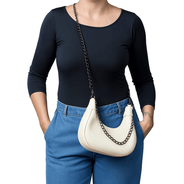 Bolsa Meia-Lua com Corrente Dupla – Inspiração Blogueira