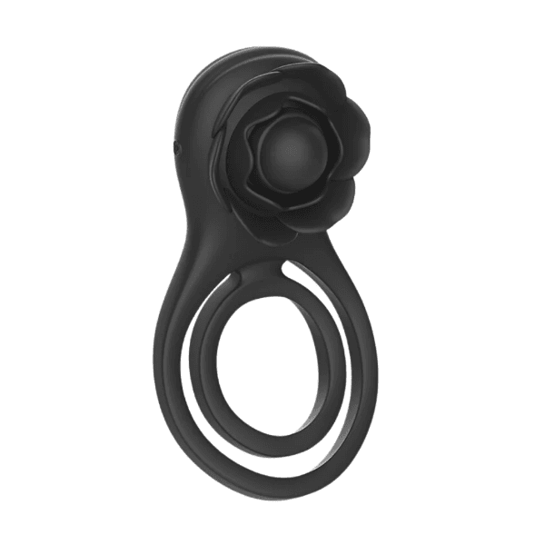 ANEL PENIANO BLACK DUPLO COM ROSA VIBRATÓRIA VIA APP