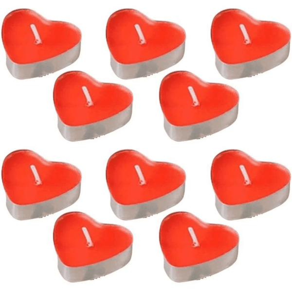 VELAS DECORATIVAS DE CORAÇÃO 10UND