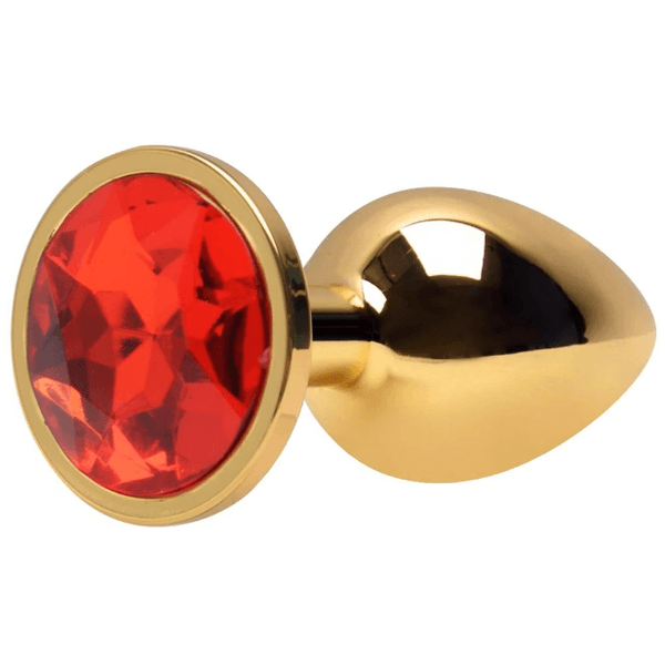 PLUG ANAL P DOURADO PEDRA VERMELHA