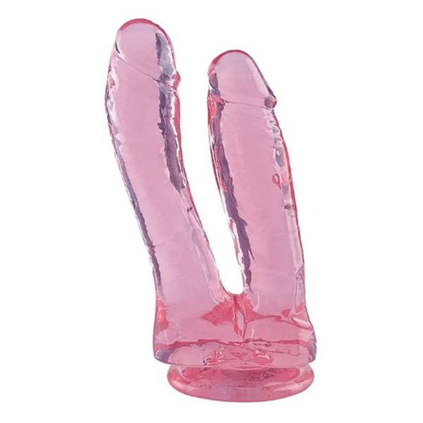 PRÓTESE PENIANA DUPLA COM VENTOSA ROSA