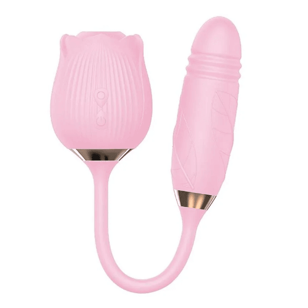 VIBRADOR E SUGADOR ROSA ENCANTADA RECARREGÁVEL 