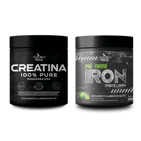 Combo 1 Creatina Monohidrata Creapure 100% Pote + 1 Pré Treino Limão