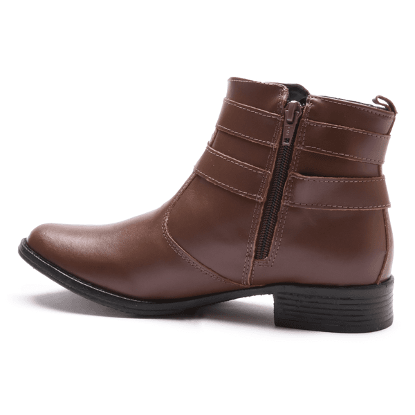 BOTA FEM EM COURO BAIXA COM 2 FIVELAS 40F123-CAFE