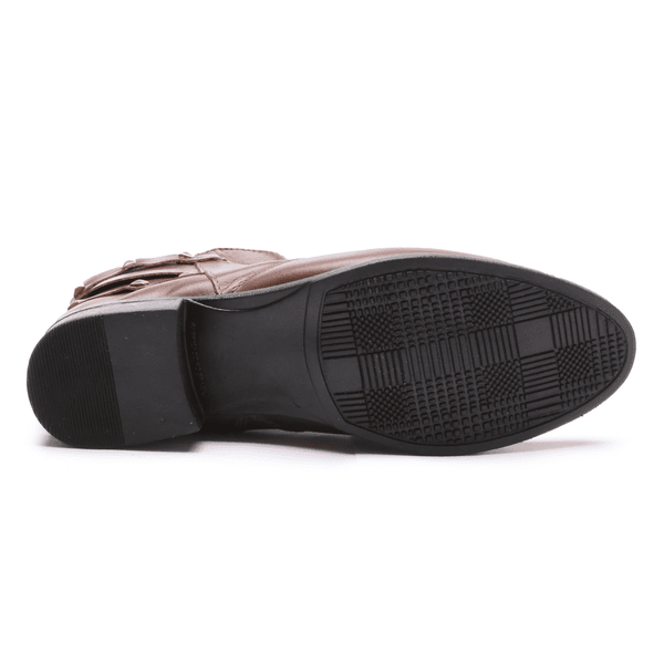 BOTA FEM EM COURO BAIXA COM SPIKE 40F122-CAFE