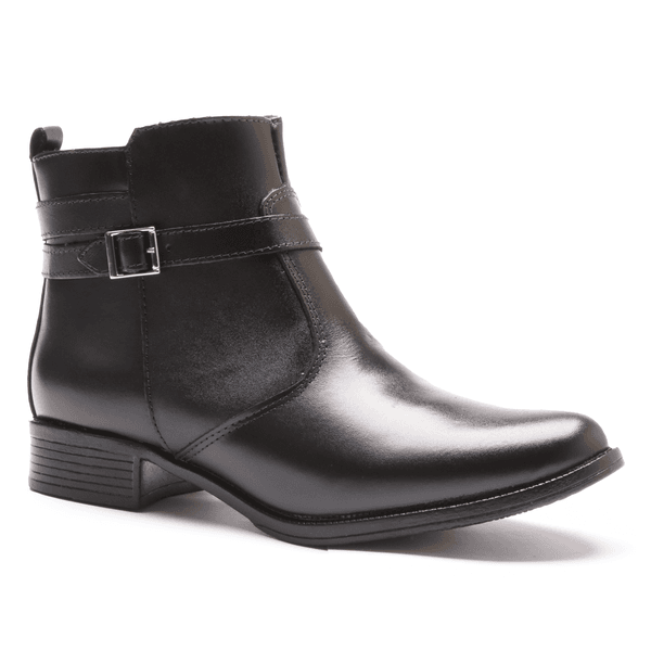 BOTA FEM EM COURO BAIXA COM FIVELA 40F121-PRETA