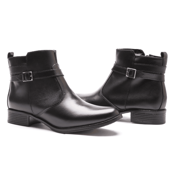 BOTA FEM EM COURO BAIXA COM FIVELA 40F121-PRETA
