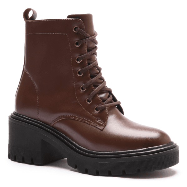 BOTA FEMININA COTURNO EM COURO TRATORADA 40F125-CAFE