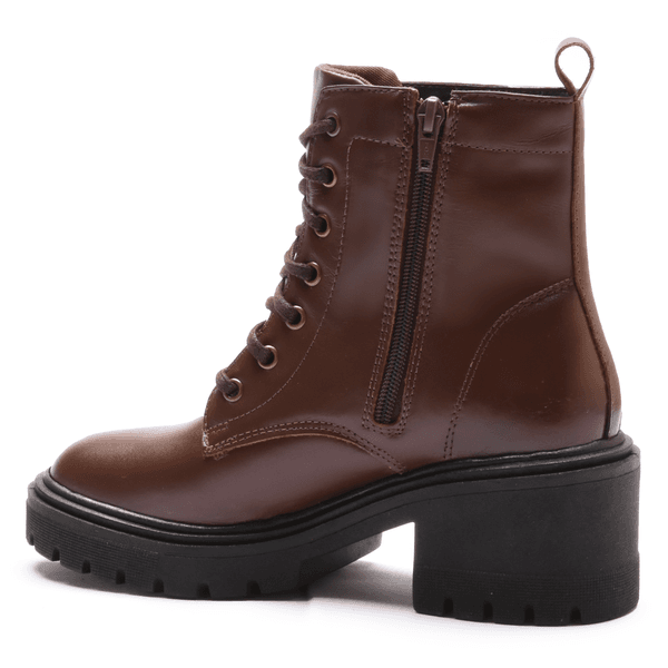 BOTA FEMININA COTURNO EM COURO TRATORADA 40F125-CAFE