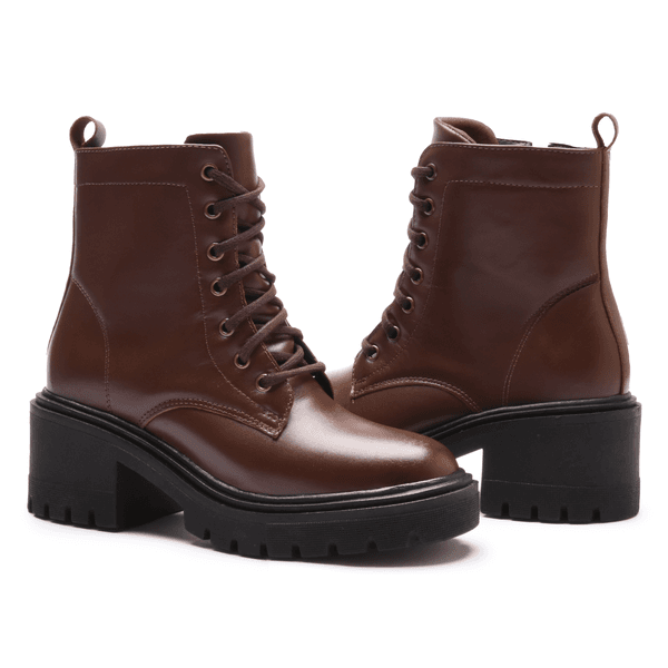 BOTA FEMININA COTURNO EM COURO TRATORADA 40F125-CAFE