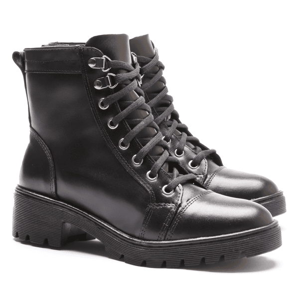 BOTA FEMININA COTURNO EM COURO TRATORADA 40F120-PRETO