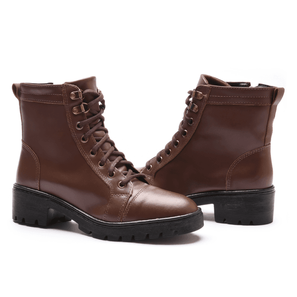 BOTA FEMININA COTURNO EM COURO TRATORADA 40F120-CAFE