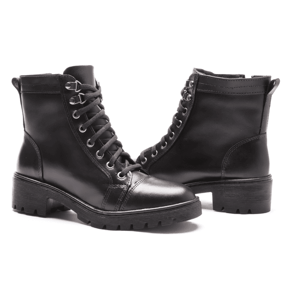 BOTA FEMININA COTURNO EM COURO TRATORADA 40F120-PRETO
