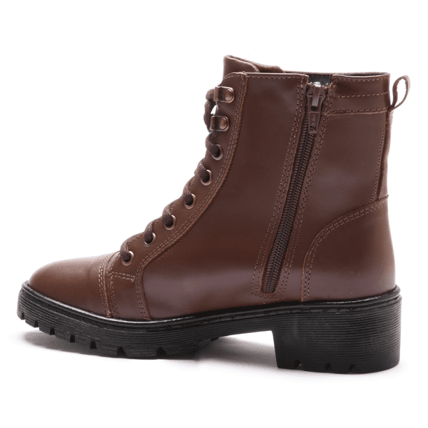 BOTA FEMININA COTURNO EM COURO TRATORADA 40F120-CAFE
