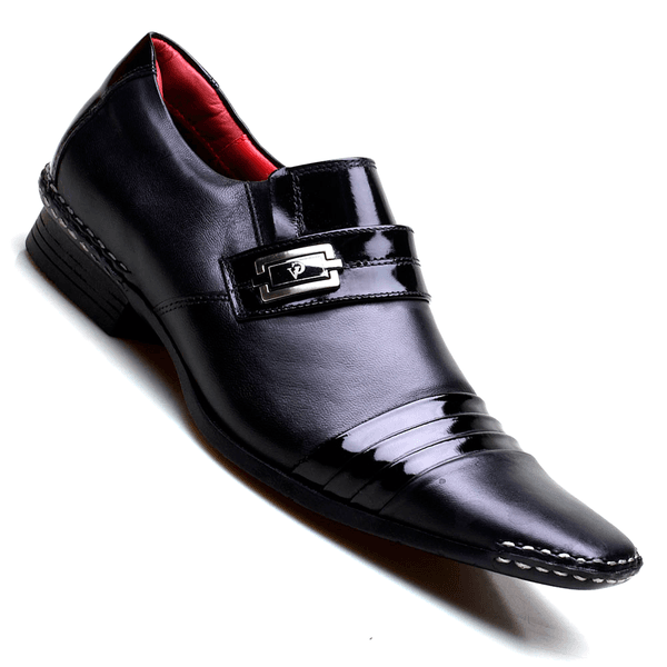 Sapato Social Masculino Calvest em Couro Verniz Preto com Costura Manual - 1750B475A