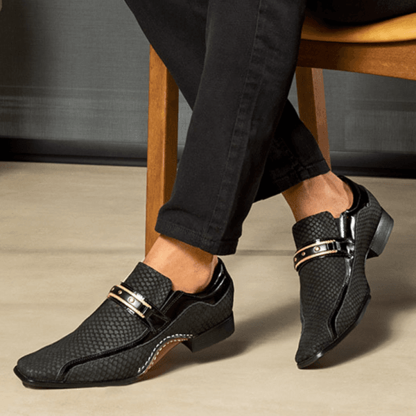 Sapato Social Masculino Calvest em Couro Snake Preto - 1930C229