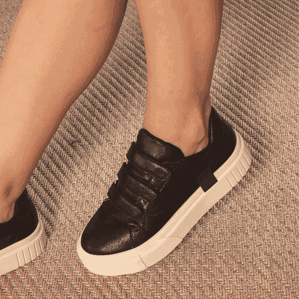 Tênis Sneaker Feminino Portofino - Preto Brilhante
