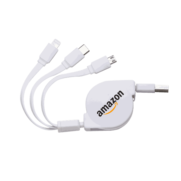 Cabo USB Retrátil 3 em 1 Personalizado 